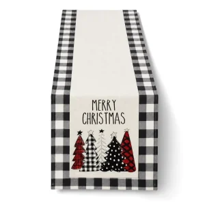 Christmas Linen Table Runner Tablecloth for Party Holiday Table Decoration