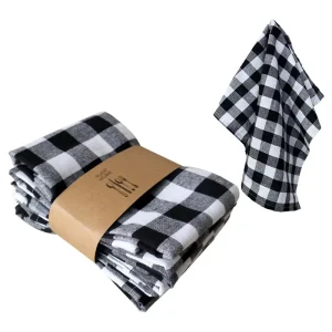 Christmas Napkin Western Style Black and Red Striped Party Decoration Kitchen Tea Towel Cotton Cloth Napkins Weddings & Holidays