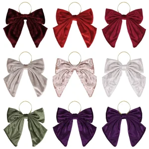Christmas Ornaments Tree Home Decoration Bottle Boxes Hanging Wreath Garland Holiday Velvet Bow for Front Door Wedding Decor