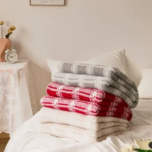 Christmas Raschel Blanket Plush Microfiber Striped Comfort Home Decoration