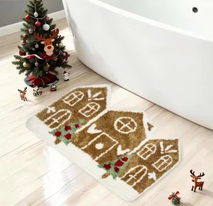 Christmas Series 50*80cm Water Absorbent Rug Mat Polyester Tpr Backed Bath Mats Floor Tufted Bathroom Rug Mat