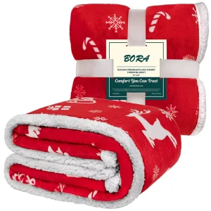 Christmas Sherpa Throw Blanket Christmas Decoration Gift Fleece Plush Warm Cozy Reversible Microfiber Holiday Blanket