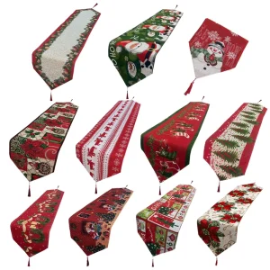 Christmas Snowman Table Runner Home Tablecloth Linen Double Layer Christmas Tablecloth Christmas Party Decorations