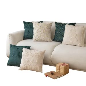 Christmas Square Throw Pillow Custom made Bedside Sofa Cushion Insert Rabbit Fur Quilted Embroidery Modern