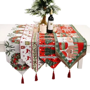 Christmas Tablecloth Knitted Table Runner Winter Home Decor Rectangular Party Holiday Decor