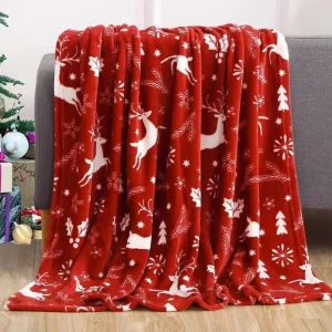 Christmas Throw Blanket Flannel Snowflake Xmas Fleece Blanket Winter Warm Soft Plush Blanket for Couch Sofa Bed