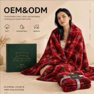 Christmas Throw Blanket Soft Snowflake Flannel Fleece Red Plaid Blanket for Couch Bed
