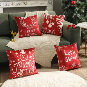 Christmas Throw Pillow Covers Farmhouse Outdoor Christmas Pillow Decorative Velvet Cushion Cases for Sofa Couch Car Home Deco