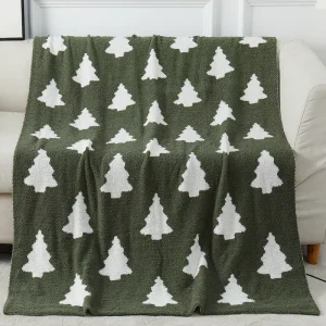 Christmas Tree Print Blanket Soft Cozy Christmas Throw Blankets for Couch Bed Decoration
