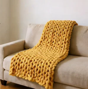 Chunky Chenille Custom Handmade Weighted Throw Blankets for Sofa Home Decor