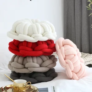 Chunky Handmade Round Decorative Knot Pillow Case Cushion for Home Living Room Sofa
