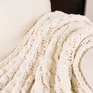 Chunky Knit Blanket Throw Soft Jumbo Chenille Blanket Yarn Cozy Modern Style Soft Throws for Home Use Customizable Size