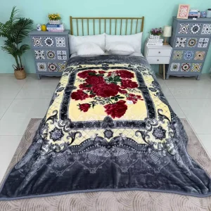 Chunky Knit Flower Design Large Soft 100% Polyester 220*240cm Raschel Blanket