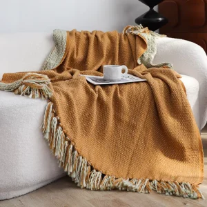 Chunky Knit Throw Blanket Thick Cozy Handwoven Sofa & Bed Blanket