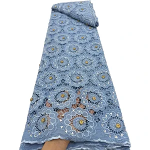 Circle cutout irregular rhinestone water soluble lace fabric African fashion clothing decorative material