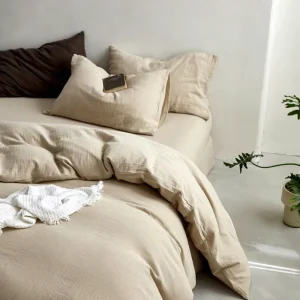 Class A Thickened Pure Cotton Double Crepe 4 Piece Set Linen Sheets Bedding Set Cotton Duvet Cover & Bed Sheet