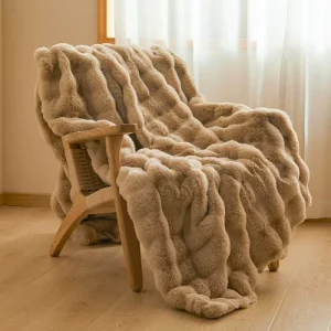 Class Kolena Raschel Faux Rabbit Fur Throw Blanket Dual Layer Thick Milk Velvet Bed Cover Home Sofa Winter Gift American