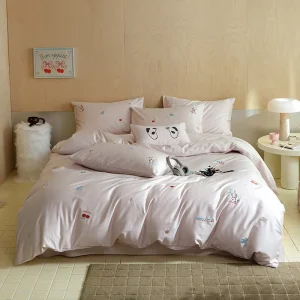 Class a 100% Cotton Long Staple Bedding Set 4Pcs 3Pcs High End Embroidered Duvet Cover Fitted Sheet for Kids Bedroom