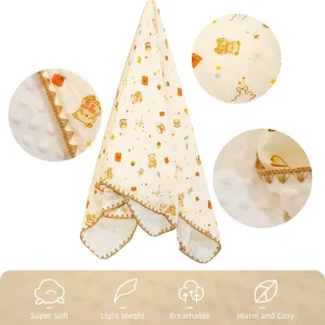 Class a Cotton Crepe Beanie Fleece Throw Blanket 3D Minky Dot Soothing Baby Swaddle Multi Size Infant Bath Towel Factory Custom