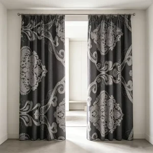 Classic Brown Floral Jacquard Curtain Fabric Sturdy Durable Woven Fabric for Home and Hotel