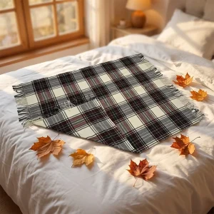 Classic Checkered Knitted Double Sided Velvet Blanket Super Cozy Fluffy Portable Washable Four Season Couch Bed Throw