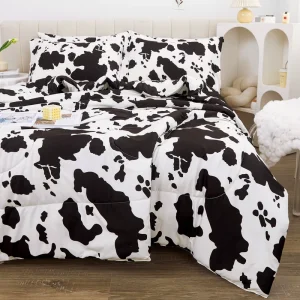 Classic Cow Pattern Kids Comforter Set, All Season Breathable Microfiber 3PCS Bedding Set