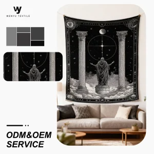 Classic Design Jacquard Wall Hanging Tapestry Home Art Blanket and Beach Towel with Tassels
