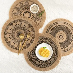 Classic Eco Friendly Cotton Linen Placemat Tableware Plates Kitchen Accessories Utensils Place Mats Dining
