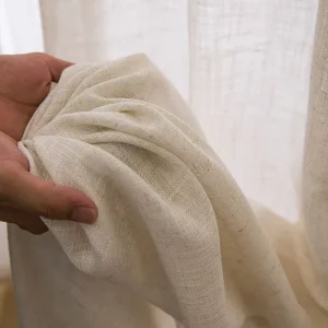 Classic Linen Sheer Curtain Fabric Slub Texture Voile Transparent Tulle Home Textile Fabric for Hotel Home Curtain