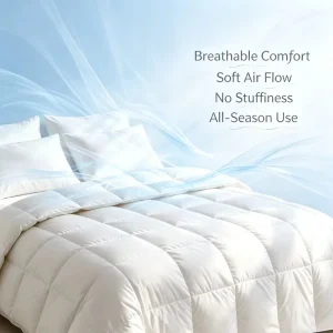 Classic Luxury White Duck Comforter Queen Quilted 50% Duck Filling Four Seasons Use Washable Cotton Cover Custom Logo Option
