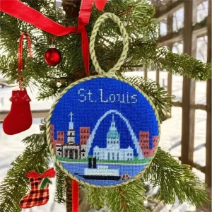 Classic Navy Needlepoint Ornaments Christmas Ball Vacation Decorations for Home Indoor