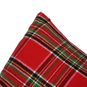 Classic Red Plaid Christmas Throw Pillow Soft Knit Skin Friendly Washable Festive Home Decor Sofa Cushion Cover