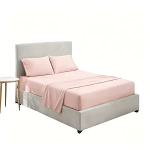 Classic Solid Polyester 4PCS Set Full Set of Fitted Sheet Flat Sheet Pillowcases Lightweight Comfortable All Season Bedroom