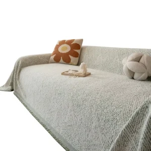 Classic Striped Eco Friendly Flame Retardant Throw Blanket Sofa Cover Slipcover Tassel Fringe for All Season Couch Protection