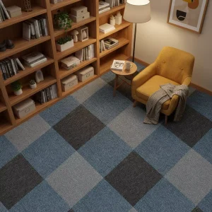 Classic Style Carpet Tiles Washable Low Pile Thick Polyester Self Adhesive Carpet Tiles with PVC Backing
