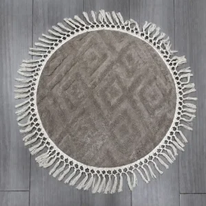Classic Style Round Polyester Floor Mat Big Diamond Designs Non Slip Backing Home Decorative Mat Sofa Mat Bedroom Living Room