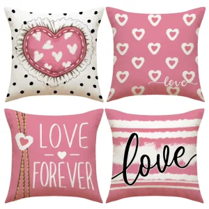 Classic Valentines Day Nordic Style Polyester Fiber Pillow Cover Living Room Sofa Decorative Pillowcase Simple Heart Print