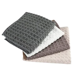 Classic Waffle Cotton Dishwashing Cloth Fast Oil Stain Removal Thick Towel Water Absorbance Kitchen Cleaning Drying