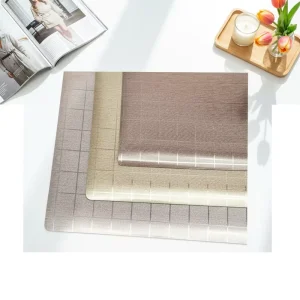 Classic Woven Three Color Rectangular PVC Placemat 4 Piece Set Waterproof Non Slip Eco Friendly Heat Resistant Home Dining Decor