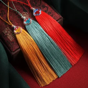 Classical Style DIY Home Textile Decorative 12CM Silky Tassel Pendant Curtains Bags Dresses Cellphones Garments with Metal Beads