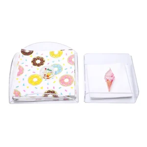 Clear Acrylic Napkin Storage Organizer with Matching Decorative Acrylic Accessory Bar Cafe Restaurant Table Napkin Dispenser