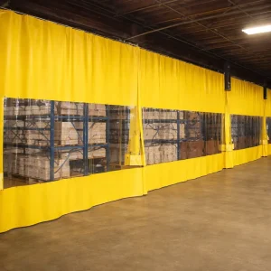 Clear PVC Industrial Curtains Waterproof Side Curtain With Transparent Panel For Warehouse Divider And Outdoor Protection
