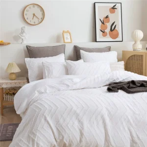 Clip Cord Tufted Duvet Covers Set for King Size Bed Microfiber Bedding Comforter Cover Washed Cotton