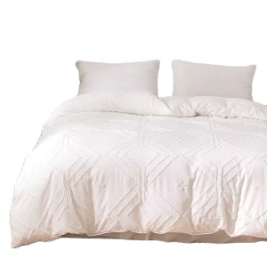 Clipping and Carving Wedding Bedding Set Big Grid Comforter Cover with Pillow Shams Home Bedding 3pcs Duvet Cover Set