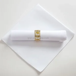 Cloth Napkin Paper Band Ruffled Edge Washable Polyester Napkin for Party Wedding and Dinner