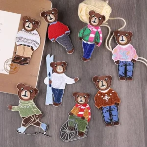 Cloth Stick On Bear Shape Patches Cloth Stickers Decorative Self adhesive Embroidery Patches for Clothing
