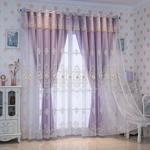 Cloth and Yarn in One Modern Simple and Thickened Embroidery Blackout Living Room House Curtain