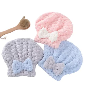 Cloud Coral Velvet Bow Princess Dry Hair Cap Thickened Quick Drying Water Absorbing Shower Cap Cute Dry Hair Cap