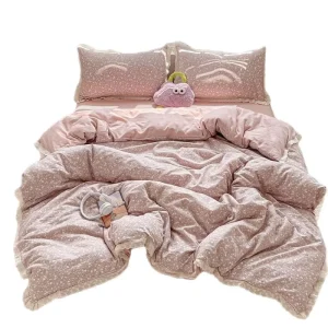 Cloud Feel Polyester 4 Piece Bedding Set Duvet Cover Set All Season Foldable Style