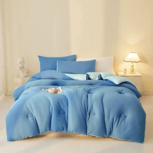 Cloud Like Ultra Soft Breathable Plain Color Knitted Comforter Cloud Pattern Quilted for All Season Use